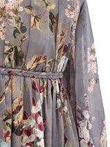 Floral Printed Grey Silk Dress Dress arcadeshops.com