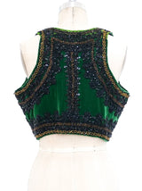 Embellished Cropped Velvet Vest Jacket arcadeshops.com