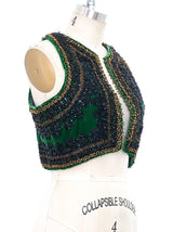 Embellished Cropped Velvet Vest Jacket arcadeshops.com