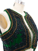 Embellished Cropped Velvet Vest Jacket arcadeshops.com