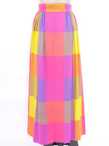 Rainbow Checkered Maxi Skirt Bottom arcadeshops.com