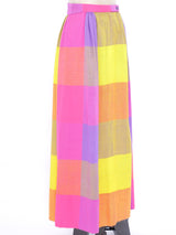 Rainbow Checkered Maxi Skirt Bottom arcadeshops.com