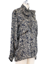Escada Printed Olive Silk Blouse Top arcadeshops.com