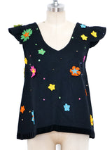 Felted Wool Floral Applique Top Top arcadeshops.com
