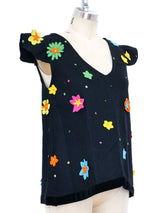Felted Wool Floral Applique Top Top arcadeshops.com