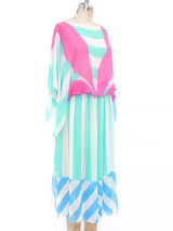 Striped Orchid Silk Chiffon Dress Dress arcadeshops.com