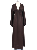 Ossie Clark Chocolate Jersey Maxi Dress Dress arcadeshops.com