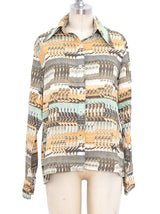 Photographic Beach Print Button Down Top arcadeshops.com