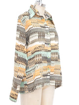 Photographic Beach Print Button Down Top arcadeshops.com