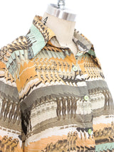 Photographic Beach Print Button Down Top arcadeshops.com