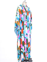 Psychedelic Swirl Print Belted Caftan Dress arcadeshops.com
