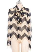 Chanel Chevron Printed Silk Chiffon Top Top arcadeshops.com