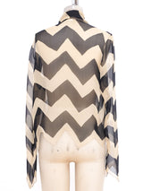 Chanel Chevron Printed Silk Chiffon Top Top arcadeshops.com