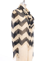 Chanel Chevron Printed Silk Chiffon Top Top arcadeshops.com