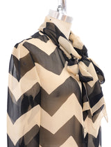 Chanel Chevron Printed Silk Chiffon Top Top arcadeshops.com