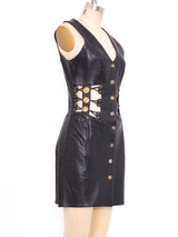 Open Midriff Buckled Leather Mini Dress Dress arcadeshops.com