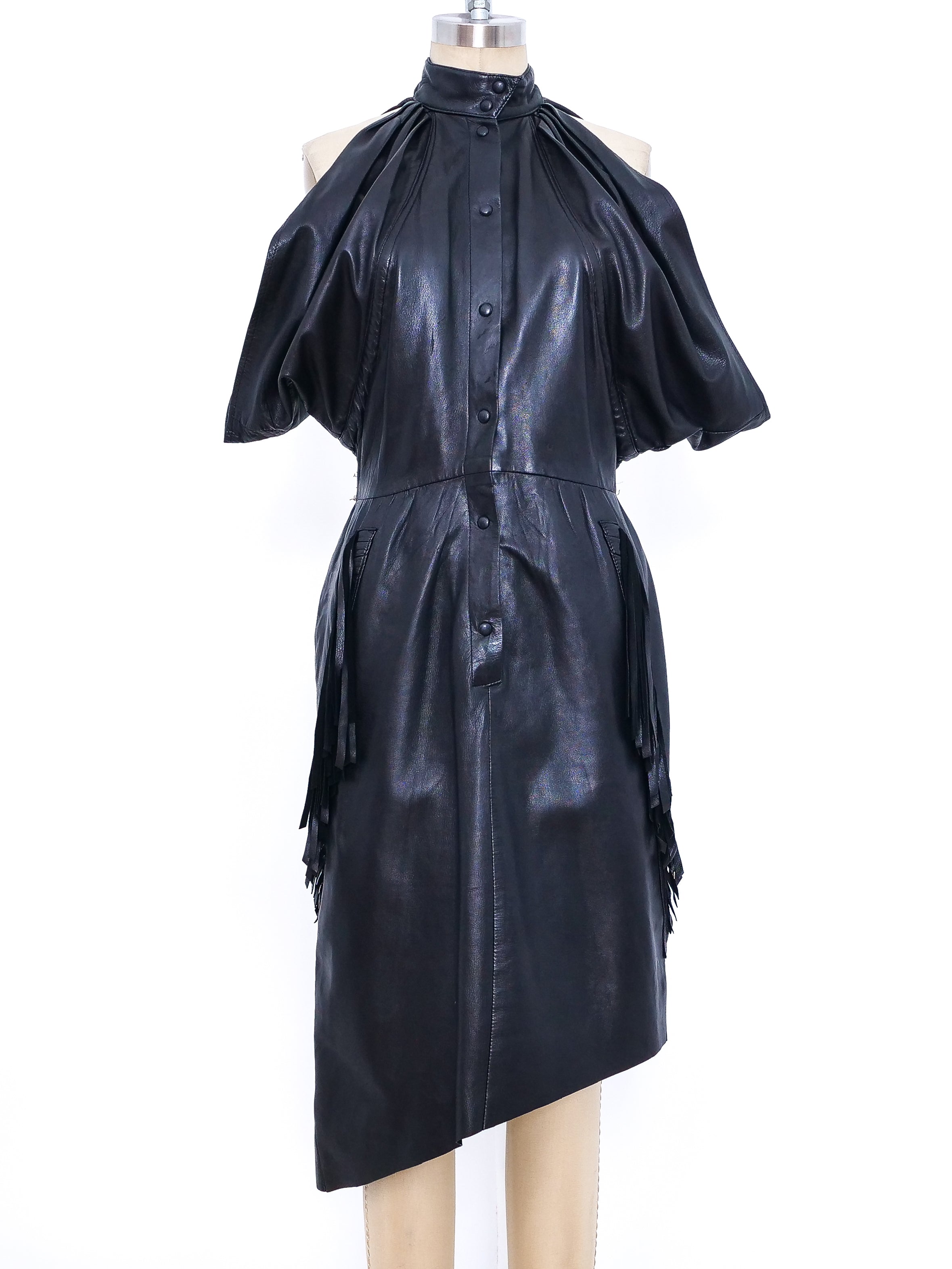 Thierry Mugler Fringed Batwing Leather Dress Thierry Mugler Fringed Batwing Leather Dress