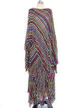 1970's Missoni Rainbow Striped Knit Ensemble Dress arcadeshops.com