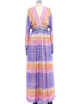 Adele Simpson Striped Chiffon Gown Dress arcadeshops.com