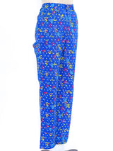 Gianni Versace Cobalt Floral Printed Jeans Bottom arcadeshops.com