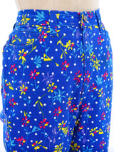 Gianni Versace Cobalt Floral Printed Jeans Bottom arcadeshops.com
