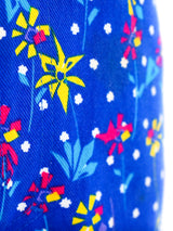 Gianni Versace Cobalt Floral Printed Jeans Bottom arcadeshops.com