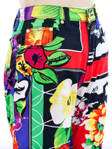 Gianni Versace Mixed Print Jeans Bottom arcadeshops.com