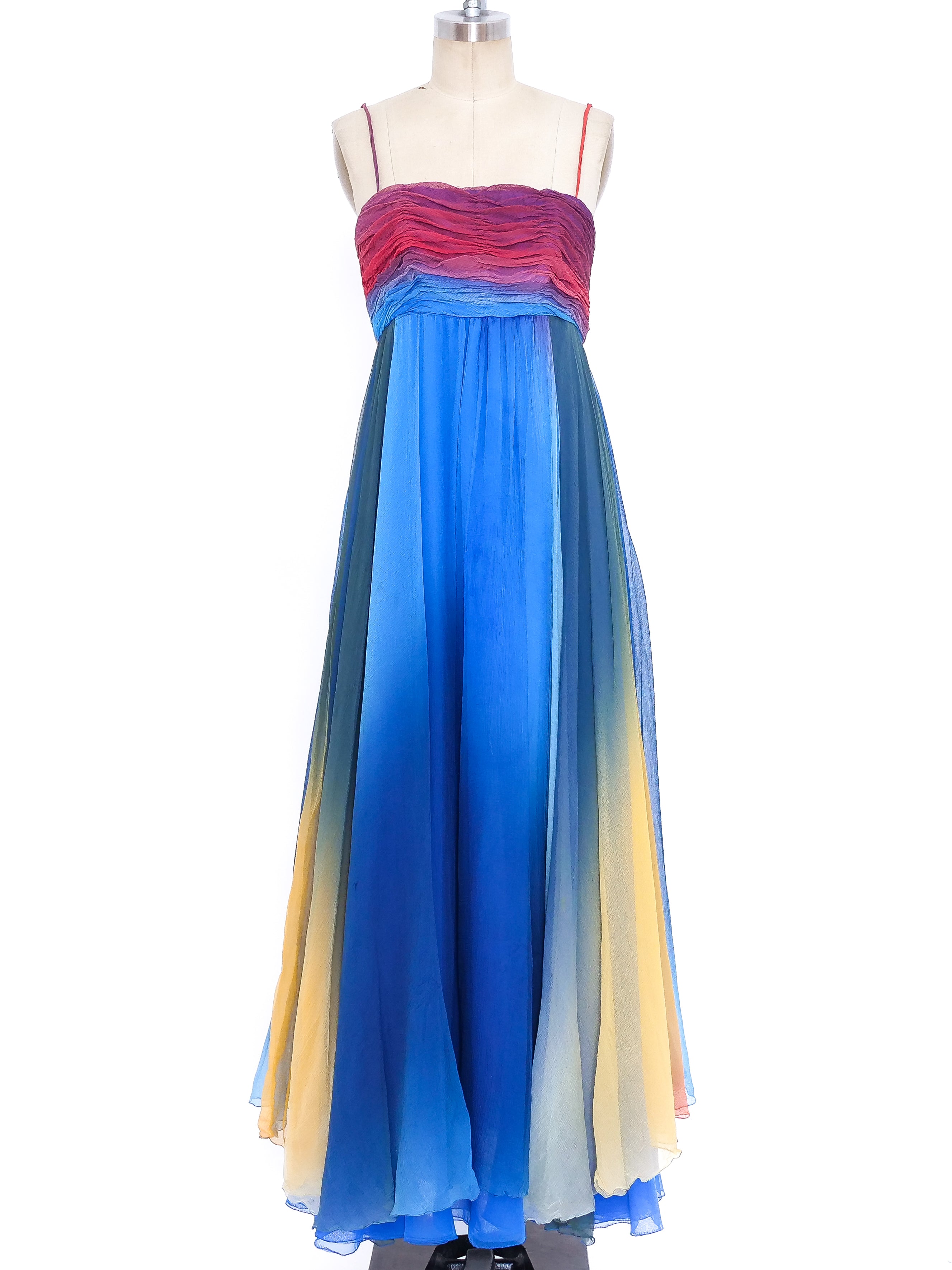 Ruben Panis Rainbow Ombre Silk Chiffon Gown