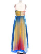 Ruben Panis Rainbow Ombre Silk Chiffon Gown Dress arcadeshops.com