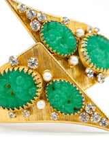 Hattie Carnegie Faux Jade Bipass Clamp Bracelet Accessory arcadeshops.com