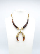 Kenneth Jay Lane Tortoise Tusk Pendant Necklace Accessory arcadeshops.com
