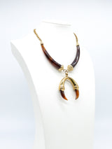 Kenneth Jay Lane Tortoise Tusk Pendant Necklace Accessory arcadeshops.com