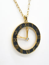 Enamel Clock Pendant Necklace Accessory arcadeshops.com