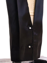 Black Satin Split Leg Pants Bottom arcadeshops.com