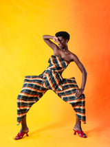 Sculptural Plaid Thai Silk Jumpsuit Suit arcadeshops.com