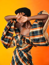 Sculptural Plaid Thai Silk Jumpsuit Suit arcadeshops.com