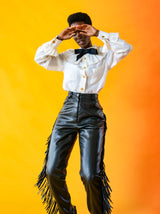 Chanel Ivory Linen Ruffle Blouse Top arcadeshops.com