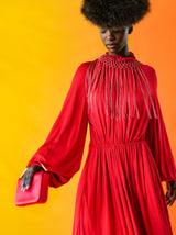 Donna Karan Red Satin Clutch Accessory arcadeshops.com