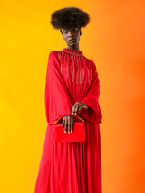 Donna Karan Red Satin Clutch Accessory arcadeshops.com