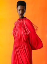 Bill Blass Fringed Jersey Gown Dress arcadeshops.com