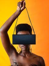 Donna Karan Black Satin Box Bag Accessory arcadeshops.com