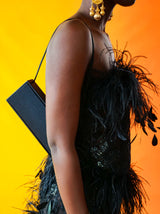 Donna Karan Black Satin Box Bag Accessory arcadeshops.com