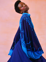 Cerulean Printed Batwing Jersey Gown Dress arcadeshops.com