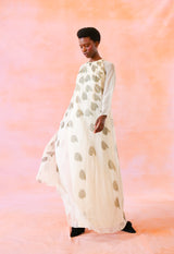 Abstracted Floral Ivory Chiffon Gown Dress arcadeshops.com