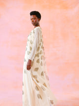 Abstracted Floral Ivory Chiffon Gown Dress arcadeshops.com