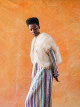 Tinsel Embellished Sleeveless Marabou Jacket Jacket arcadeshops.com