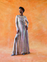 Pastel Sequin Striped Gown Dress arcadeshops.com