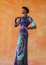Psychedelic Printed Silk Jersey Maxi Dress Dress arcadeshops.com