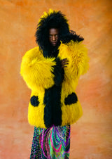 Neon Yellow Mongolian Fur Chubby Outerwear arcadeshops.com