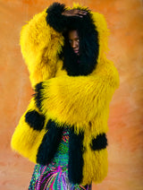 Neon Yellow Mongolian Fur Chubby Outerwear arcadeshops.com
